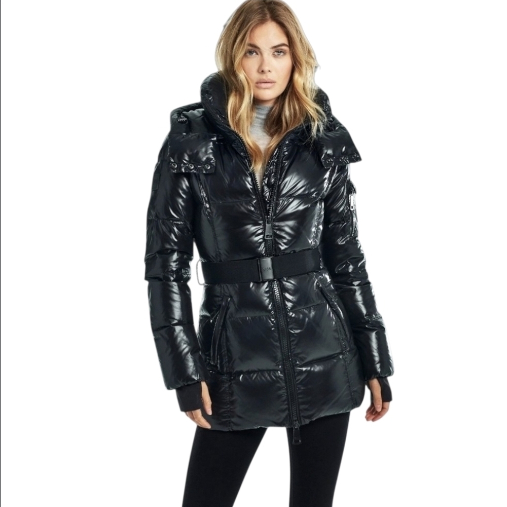 SAM. SOHO BELTED MID LENGTH PUFFER JACKET MEDIUM